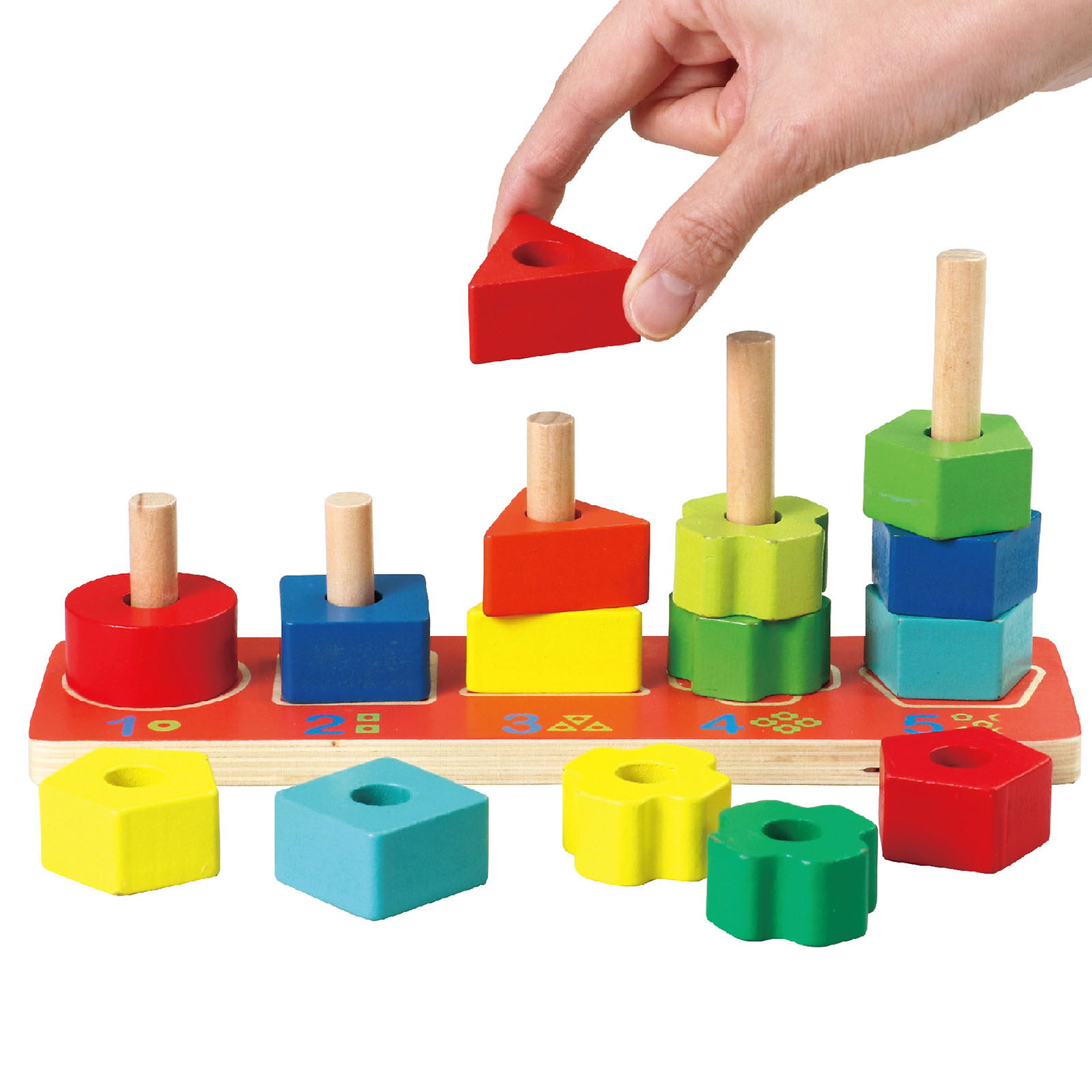 楽天市場】木製棒通し 1セット入 / 数 形 かず かたち 色あそび 積み木