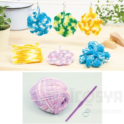 楽天市場 手作りアクリルたわし 白 紫 あす楽対象 メール便不可 学校用品 家庭科 自由研究 手芸 簡単 時短 学校教材の専門店 美工社