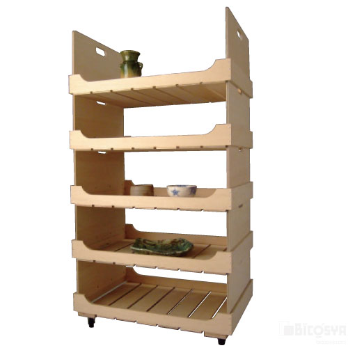 木製粘・陶器作り用細工物かわき切る棚 積み重ね式5段 TKR-5型 貨物輸送無料[電子メイル便不可]（陶器作り かわき切る棚）（人間宅送りとどける不可）