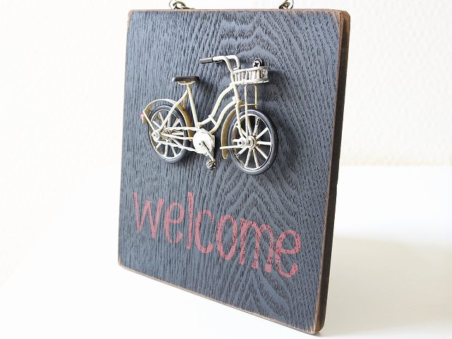 楽天市場 あす楽対応 ウェルカムボード 玄関 自転車 Welcome プレート ウェルカム 看板 自転車モチーフ おしゃれ 雑貨 ミニチュア サイン アンティーク 自転車看板 Keystone サインプレート ノスタルジックデコ ウェルカム サイン バイシクル エクステリア バイシクル
