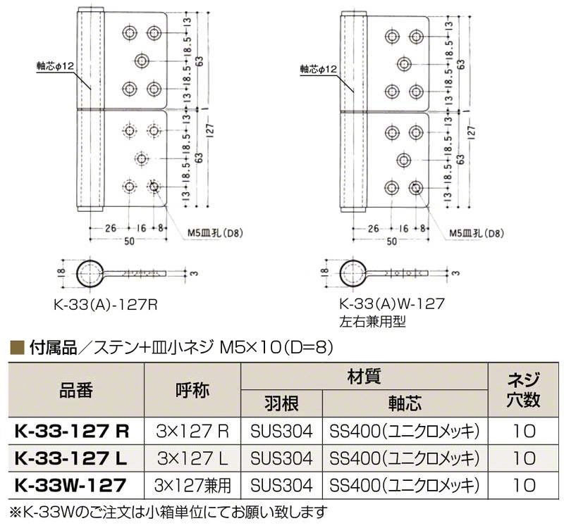 全ての Plus check Dial PLUS ステンレス旗丁番 板厚4mm ST芯 4×127 左 K-41A-127 L 