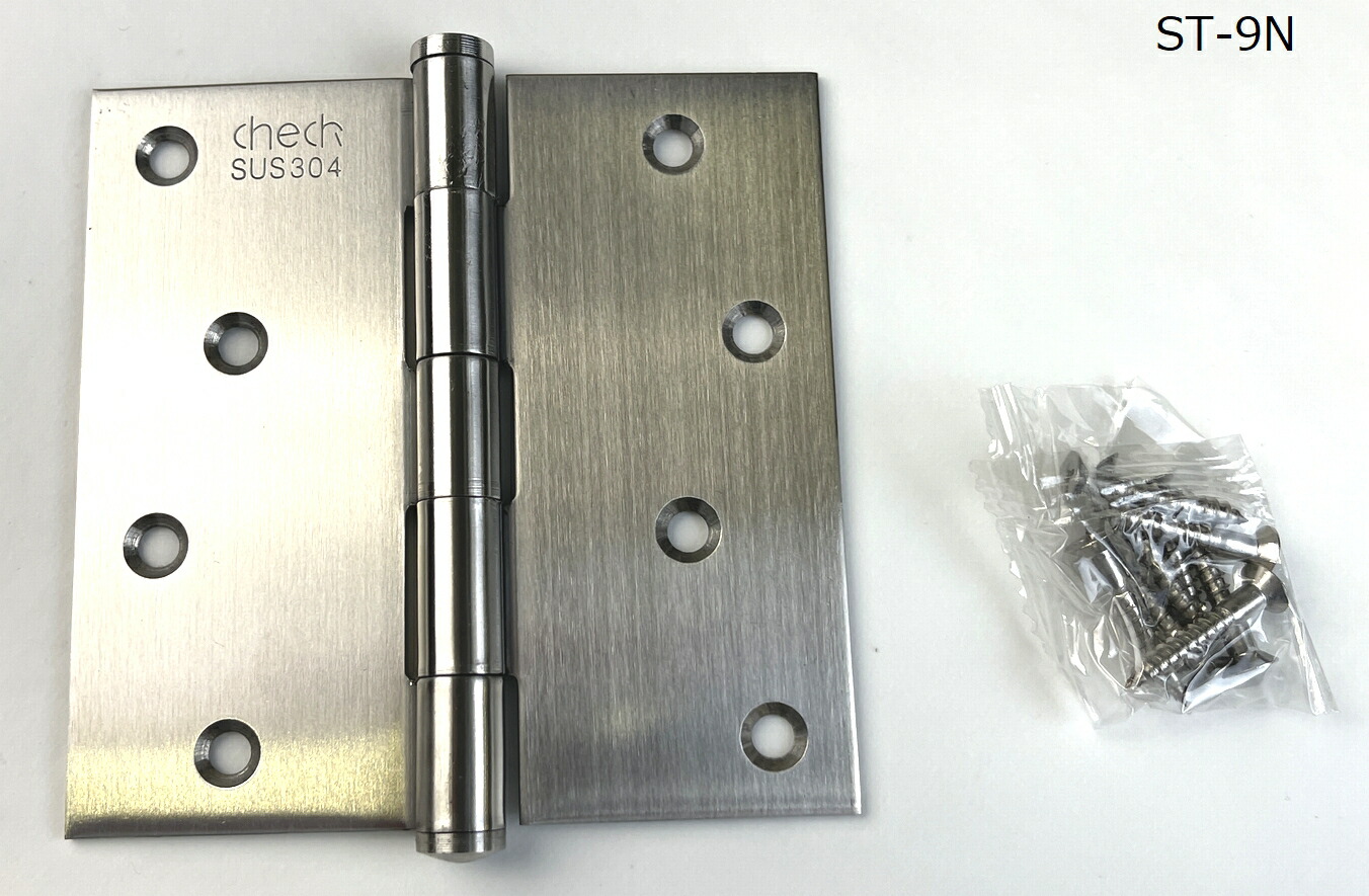 PLUS義星丁番ヘアーライン2.0×102×102(ST-9HL)100枚入義星丁番(リング無)ステンレスシルバークリーム系クマモト