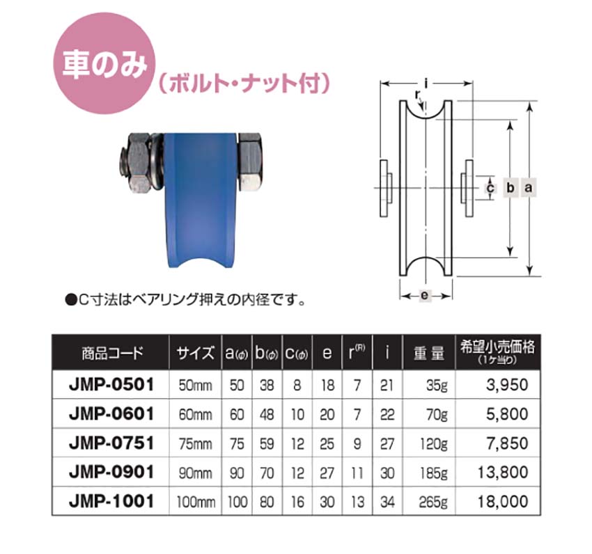 ヨコヅナ MC防音 重量戸車 V型 ステンレス枠 JMS-1005 100mm | sport-u.com