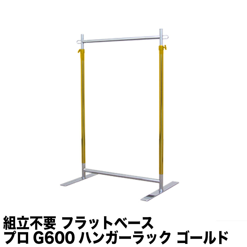 業務用 ハンガーラック キャスターなし 幅60cm 耐荷重100kg 高さ178cm G-Class600 G-Class600 ゴールドクローム 組立不要 フラットベース 高耐荷重 頑丈 丈夫 店舗什器 アパレル 倉庫 玄関 和室 固定式 日本製 スチール製 洋服掛け コート掛け ハンガー什器 タフグラン