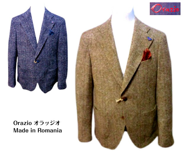 Orazio オラッジオ 上衣 48 50 52 はたご屋界面 上衣 秋冬 メンズ 成人男性厚地の外套 衣嚢旗がしら付 ベージュ 赤銅色 青色 イタリア共和国 ITALY 並行輸入品
