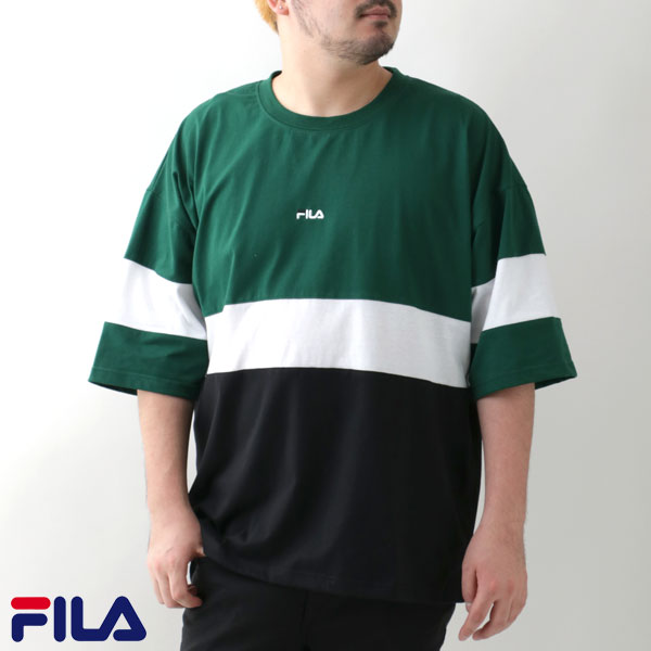 大きいサイズ メンズ Tシャツ Fila フィラ 半袖 ブランド 無地 オシャレ ロゴ 刺繍 ティーシャツ ワンポイント スポーツ ストリート おしゃれ 大人 ゆったり シルエット 大きい 大きめ 韓国 ファッション メンズファッション 白 黒 3l 4l 5l トップス 春 夏