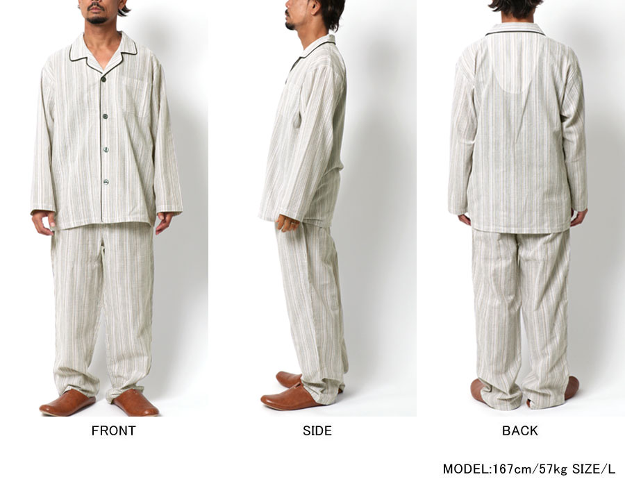 半額品 メンズ パジャマ 綿100 長袖 上下 しじら ストライプ ナイトウェア Mru 上下セット セットアップ シャツ型 ロングパンツ ルームウェア 部屋着 おしゃれ オシャレ 大人 ペアルック 韓国 ファッション メンズファッション S M L Ll Xl 春 夏 秋 冬