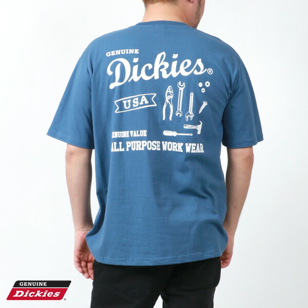 Tシャツ メンズ 半袖 大きいサイズ GENUINE Dickies ジェニュインディッキーズ ブランド 綿100 バック プリント ティーシャツ  ストリート カジュアル おしゃれ オシャレ 大人 ゆったり シルエット 大きい 大きめ 30代 40代 50代 春 夏 秋 LL XL 2L 3L 4L