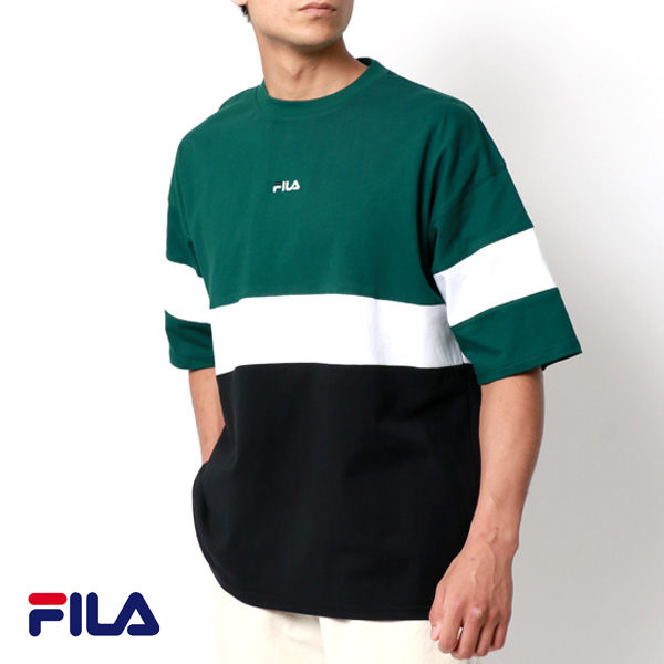 Tシャツ メンズ 半袖 オシャレ ブランド Fila フィラ 切替え ティーシャツ ロゴ 刺繍 ストリート カジュアル おしゃれ 大人 ペアルック 韓国 ファッション メンズファッション 30代 40代 50代 春 夏 秋 M L Ll Xl 2l メーカー公式