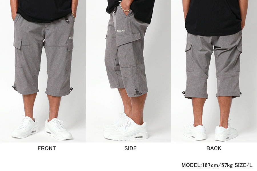 春先取りの ハーフパンツ メンズ ひざ下 膝下 スポーツ 7分丈 七分丈 Outdoor Products アウトドアプロダクツ 夏 ストレッチ ドライ Uvカット カーゴパンツ クロップド ボトム ボトムス アウトドア ルームウェア 部屋着 30代 40代 50代 春 秋 黒 全5色 M L Ll