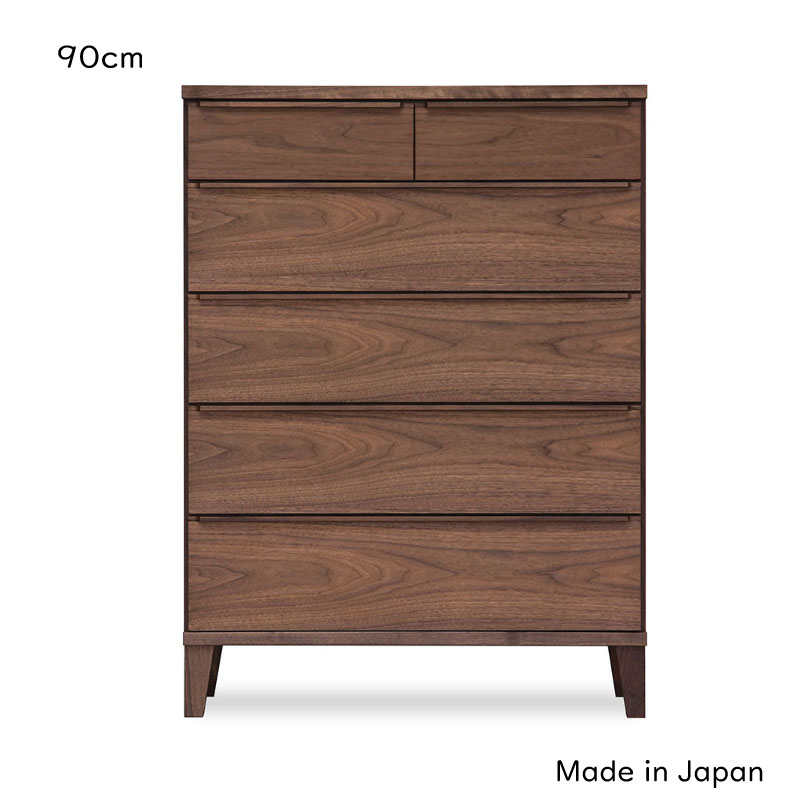 送料無料 90幅 ハイチェスト 完成品 90センチ 天然木 無垢 レッドオーク無垢材 ウォールナット無垢 ナラ 北欧 和モダン 日本製 国産 引出し 洋服収納 リビング収納 レオ 収納家具 大川家具 シンプル 人気 安 タンス 箪笥 売れてる 安い おすすめ 5段 ハイタイプ 寝室