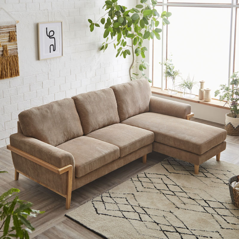 【北欧 コーデュロイ】三人掛けソファー　木製　オシャレ　肘あり　ファブリック 楽天市場】【送料無料】 ソファー コーデュロイ ファブリック 3