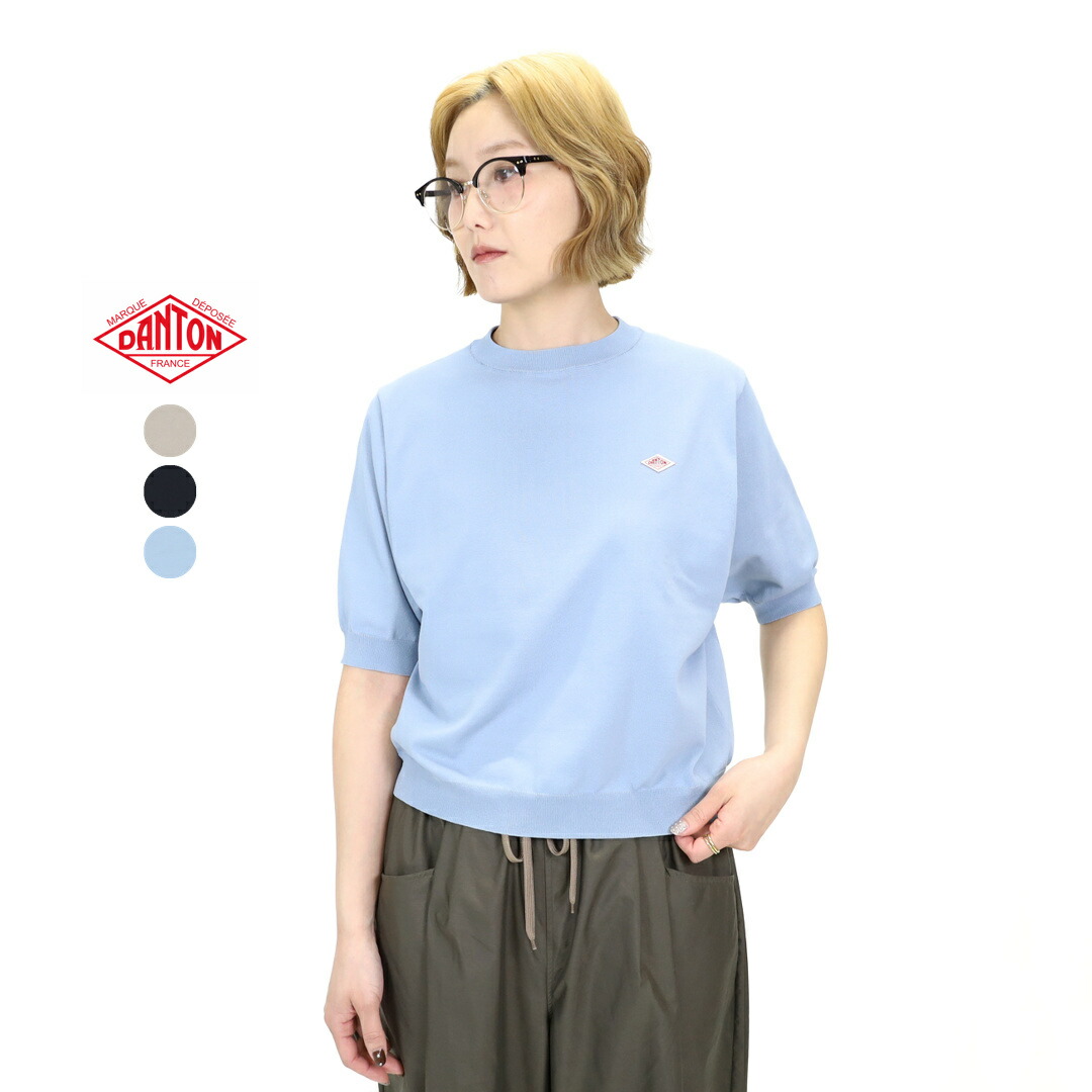 ダントン DANTON/カットソー/ハーフスリーブ クルーネックニット/DT-D0135 YSD/レディース【正規取扱】
