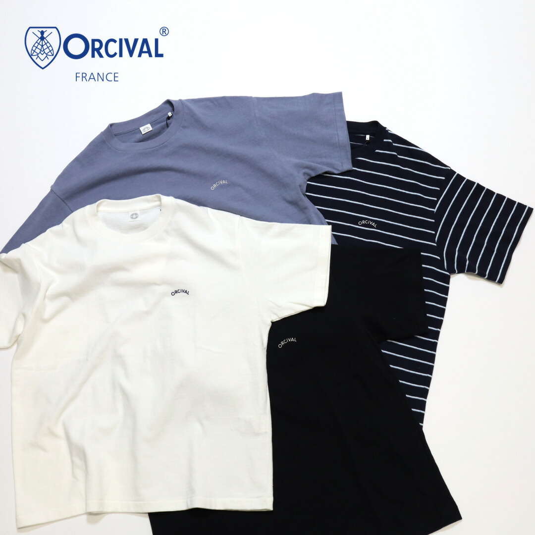 オーシバル ORCIVAL/カットソー/アンイーブンジャージー 刺繍ショートスリーブTシャツ/OR-C0520 TSB/メンズ【正規取扱】｜BIG AMERICAN SHOP