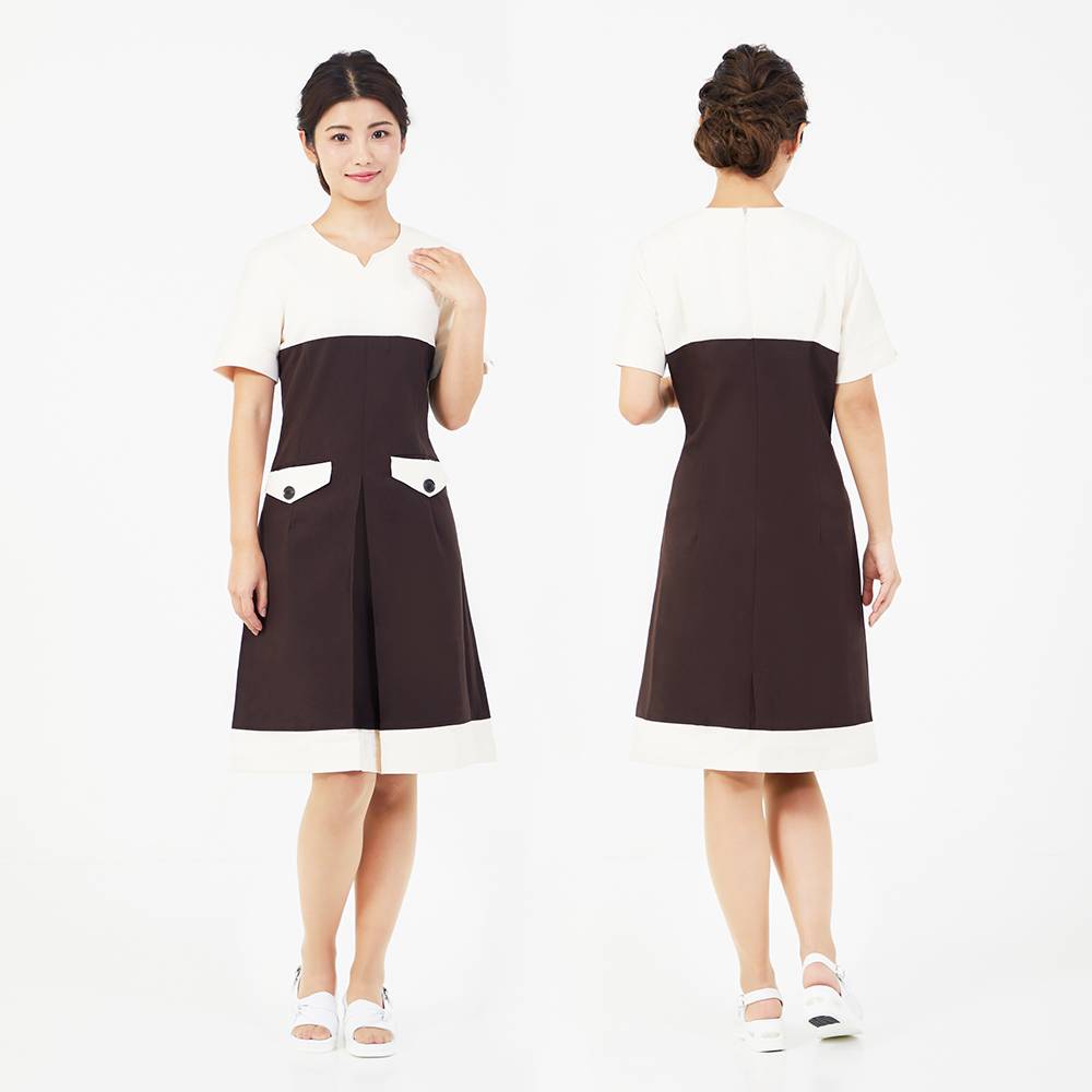 ベリエッラ ワンピースNo.02 業務用 サロン エステ 正規品 CML シーエムエル エステユニフォーム サロン制服 作業服 シンプル|美ガーデンショップ