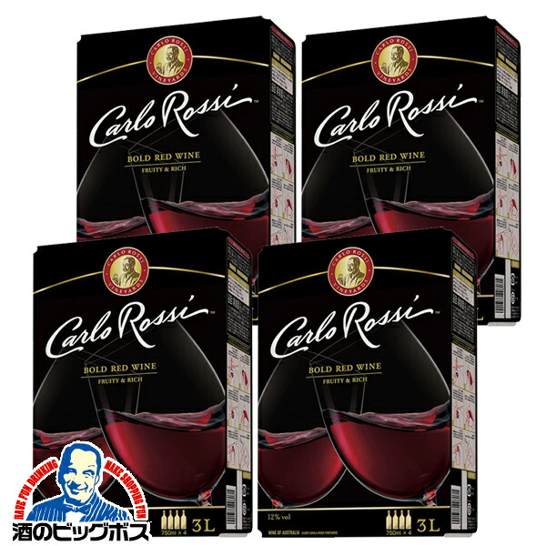 【本州のみ 送料無料】3L BOX 赤ワイン サントリー カルロ ロッシ ダーク バッグ イン ボックス 3000ml×1ケース/4箱《004》『FSH』 カルロロッシ カリフォルニア ワイン