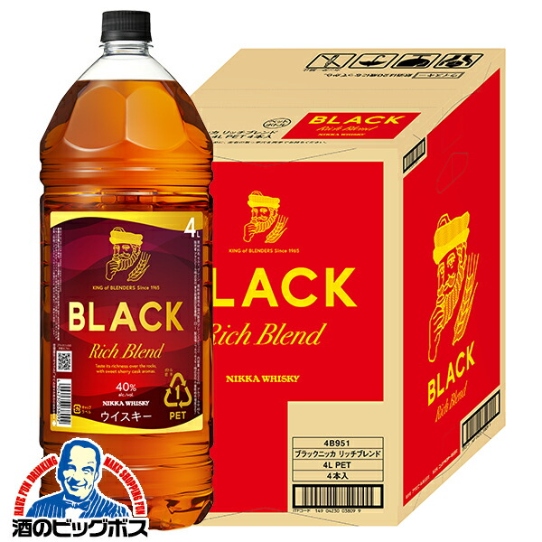 【本州のみ 送料無料】4Lペット 国産ウイスキー ブラックニッカ リッチブレンド 40度 4000ml×1ケース/4本《004》『FSH』