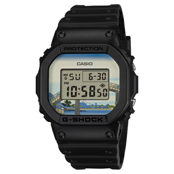 【ポイントバックCP】国内正規品 CASIO G-SHOCK カシオ Gショック デジタル 葛飾北斎 深川万年橋下 浮世絵 日本製 メンズ腕時計 DW-5600KHFM25-1JR