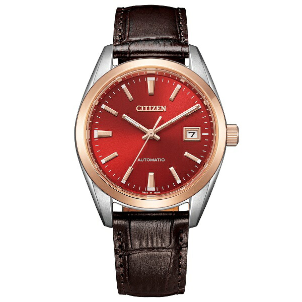 【ラッピング無料客体商いもの】CITIZEN COLLECTION シチズン寄せあわせ 機械的 機械類式 日本製 シースルーバック 茜色 メンズウォッチ NB1055-04W
