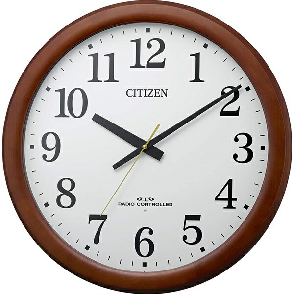 【10日まで!エントリーで尖んがり5倍】CITIZEN シチズン 時辰儀 電磁波掛時計 大型 大きめ 飛散押しとどめるかた付ける 年代順の継続秒針 木枠 茶 赤銅色 8MY548-006