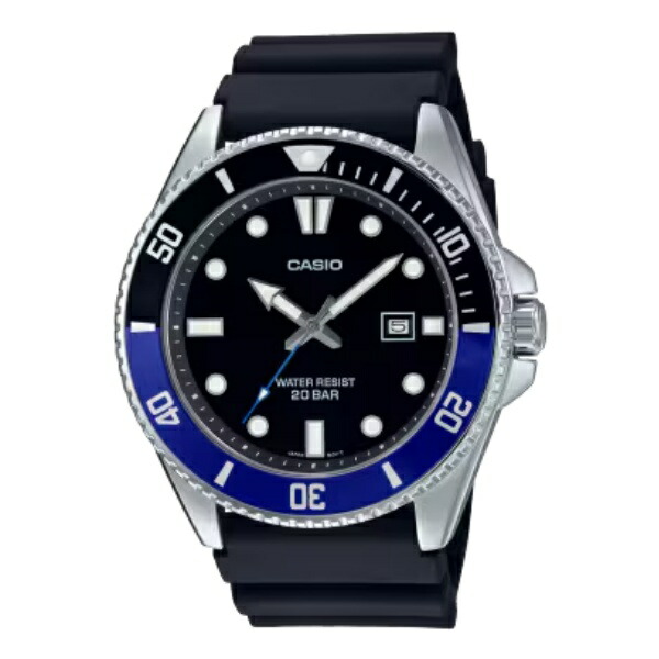 国内正規品 CASIO Collection カシオ コレクション 20気圧防水 マリンスポーツ  ブラック×ブルー メンズ腕時計 MDV-107-1A2JF