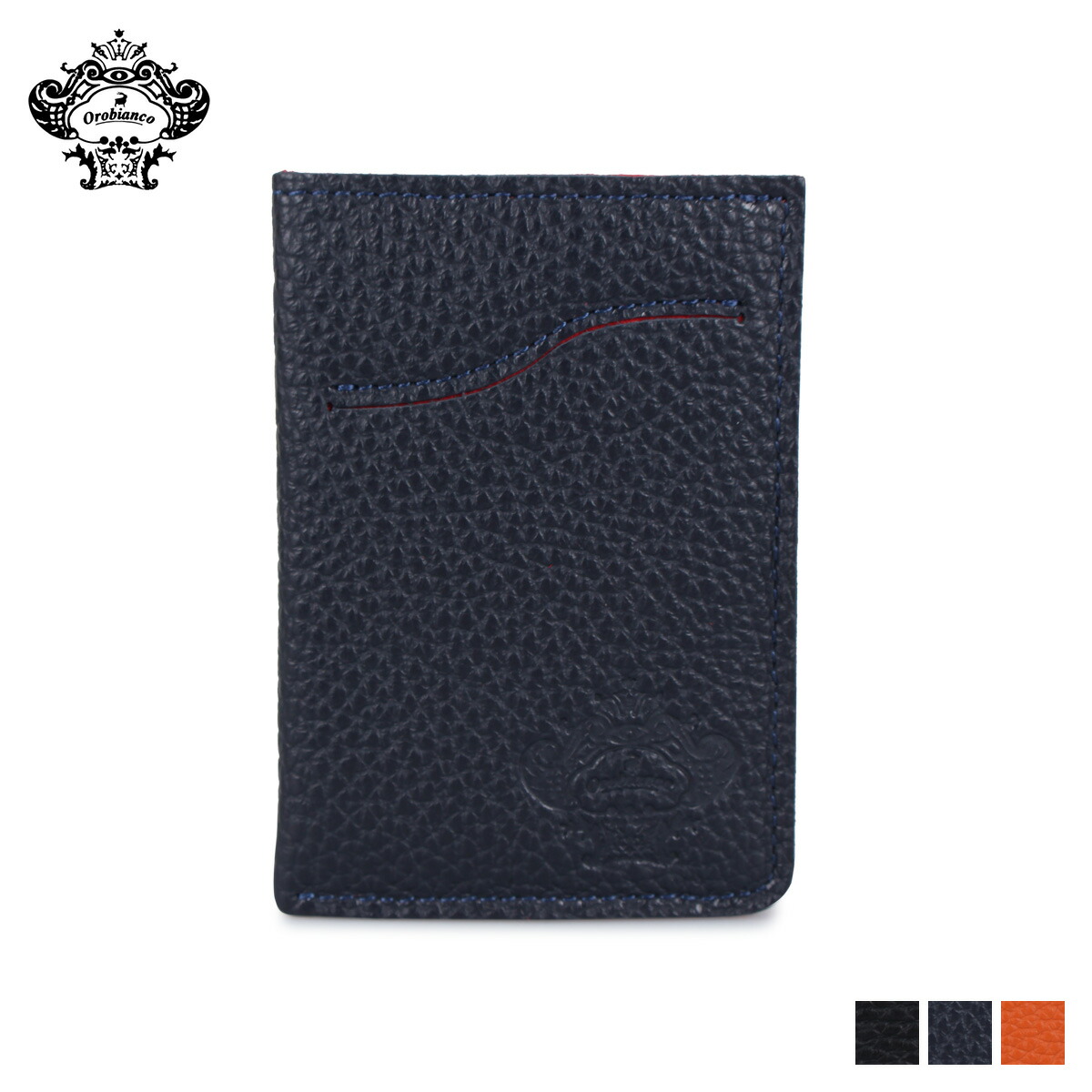 Orobianco CARD HOLDER オロビアンコ パスケース カードケース ID 定期入れ メンズ レディース ブラック ネイビー オレンジ 黒 OBCS-009