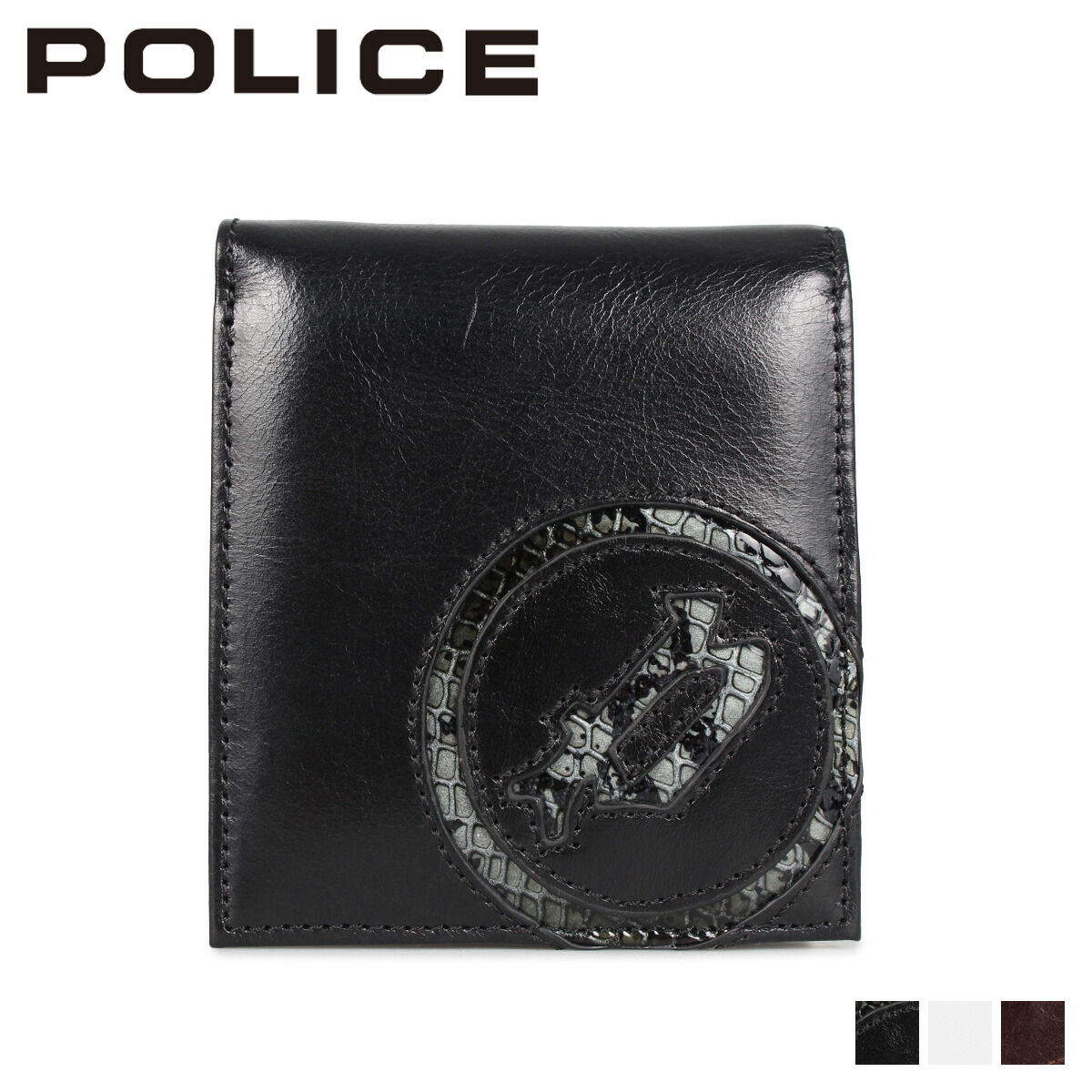 POLICE BI-FOLD WALLET ポリス 財布 二つ折り イーブン メンズ 本革 ブラック ホワイト ダーク ブラウン 黒 白 PA-5502