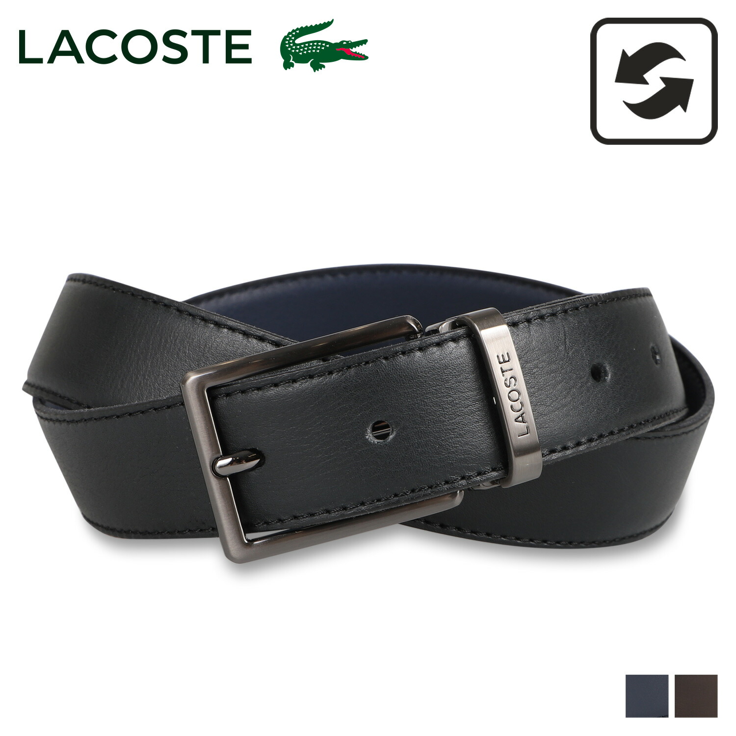 LACOSTE BELT ラコステ ベルト メンズ リバーシブル ブラック ネイビー ブラウン 黒 LB87310