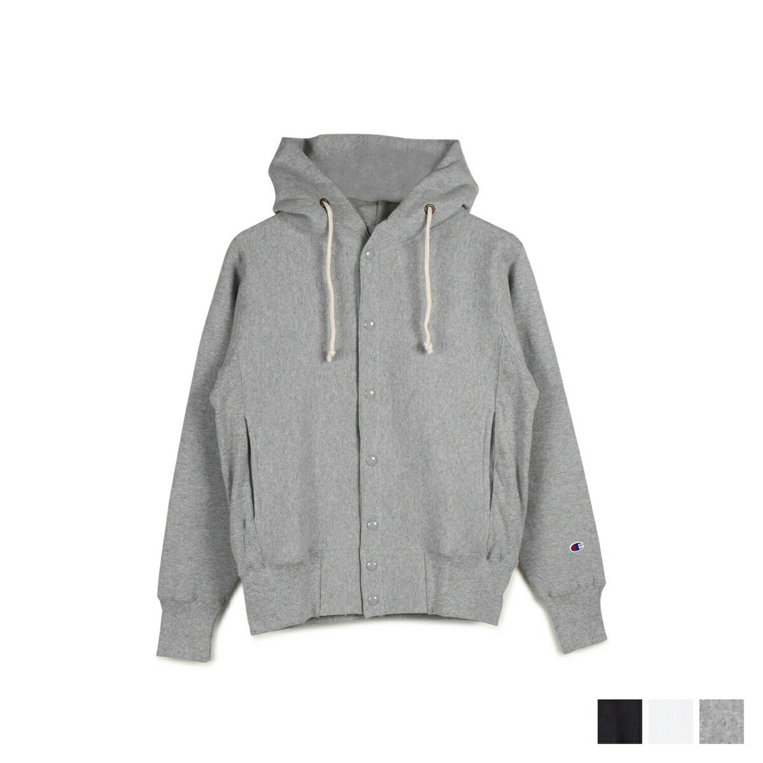 【最大1000円OFFクーポン】 Champion REVERS WEAVE SNAP HOODED SWEATSHIRT チャンピオン パーカー スウェット プルオーバー メンズ ブラック ホワイト グレー 黒 白 C5-E103|Findoriy