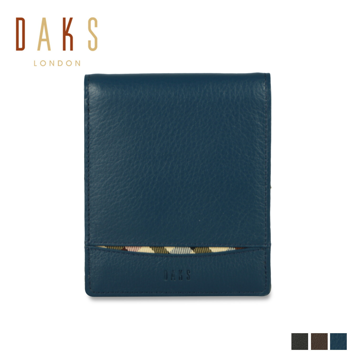 DAKS WALLET ダックス 二つ折り財布 メンズ 本革 ブラック ブラウン ブルー 黒 DP27211