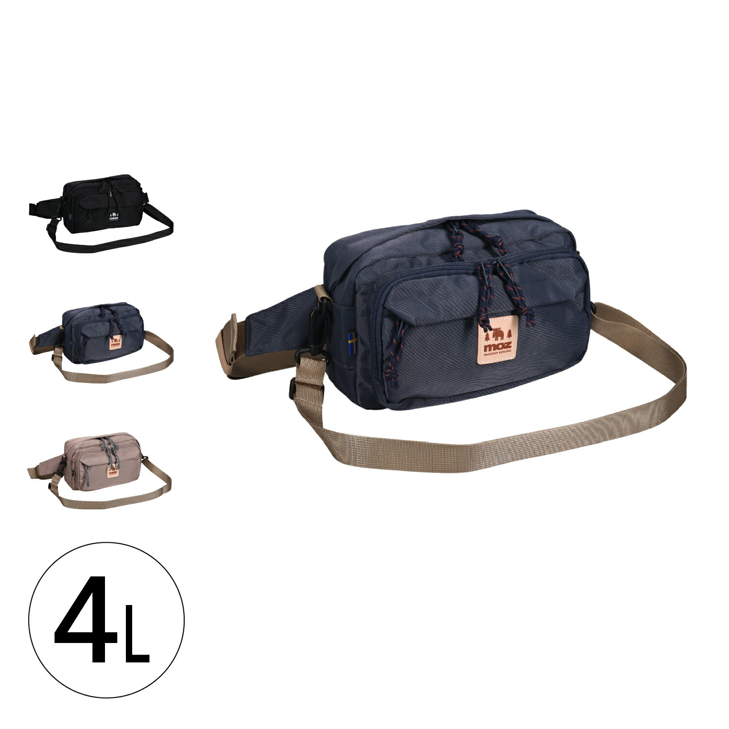 moz MINI BAG モズ ショルダーバッグ ボディバッグ ウエストバッグ メンズ レディース 4L 2WAY 斜めがけ 撥水 ブラック ネイビー ベージュ グリーン 黒 ZZOK-01