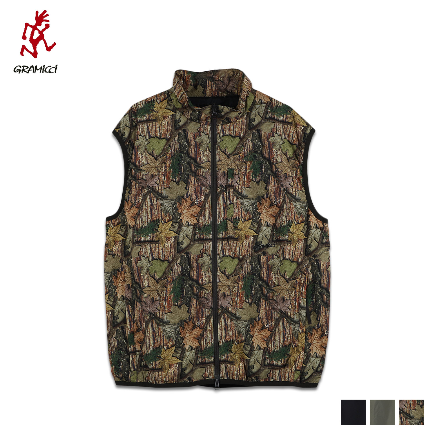 Gramicci SOFTSHELL EQT VEST グラミチ ベスト アウター ソフトシェル EQT パディング メンズ 薄い ナイロン ブラック グレー カモ 黒 迷彩 G3FM-J036