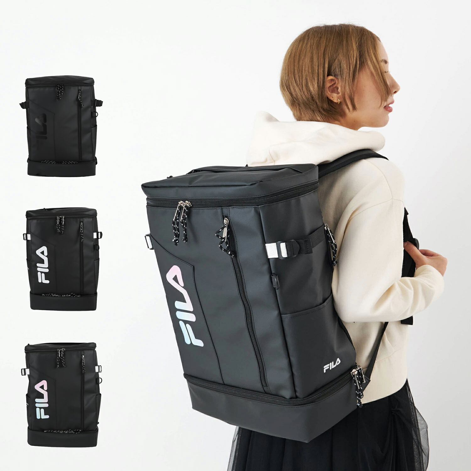 FILA SIGN フィラ リュック バッグ バックパック サイン メンズ レディース 35L ボックス型 撥水 軽量 ブラック 黒 7763 母の日 8,047円