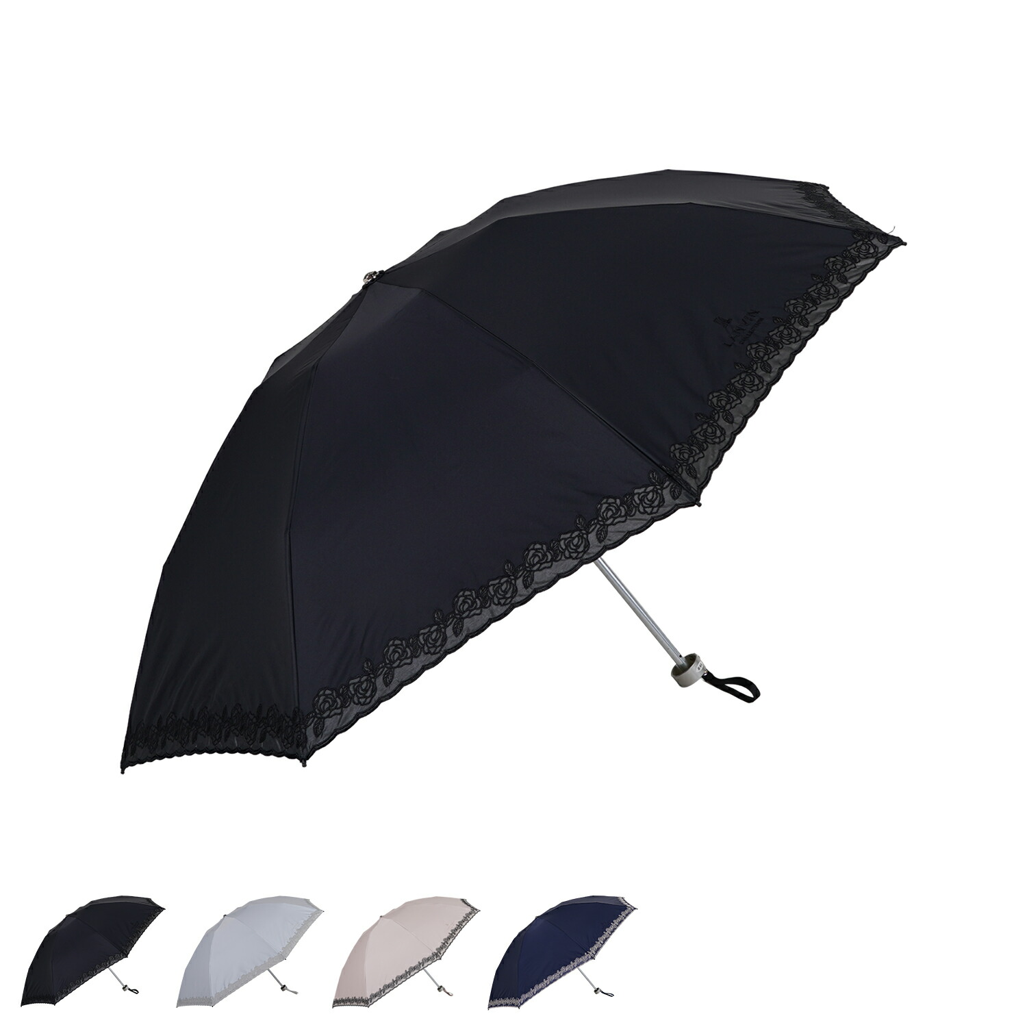 【最大1000円OFFクーポン】 LANVIN COLLECTION バラ オーガンジーカットワーク ランバン コレクション 日傘 折りたたみ 晴雨兼用 軽量 ショート レディース 50cm 遮熱 遮光 UVカット 紫外線対策 ブラック オフ ホワイト ベージュ ブルー 黒 22-083-11868-02｜Findoriy