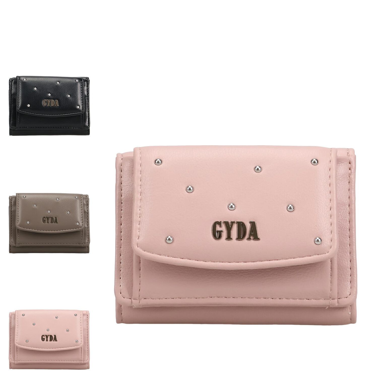 GYDA 黒 三つ折り財布 GYDA ジェイダ 財布 三つ折り マイクロミニ財布 レディース