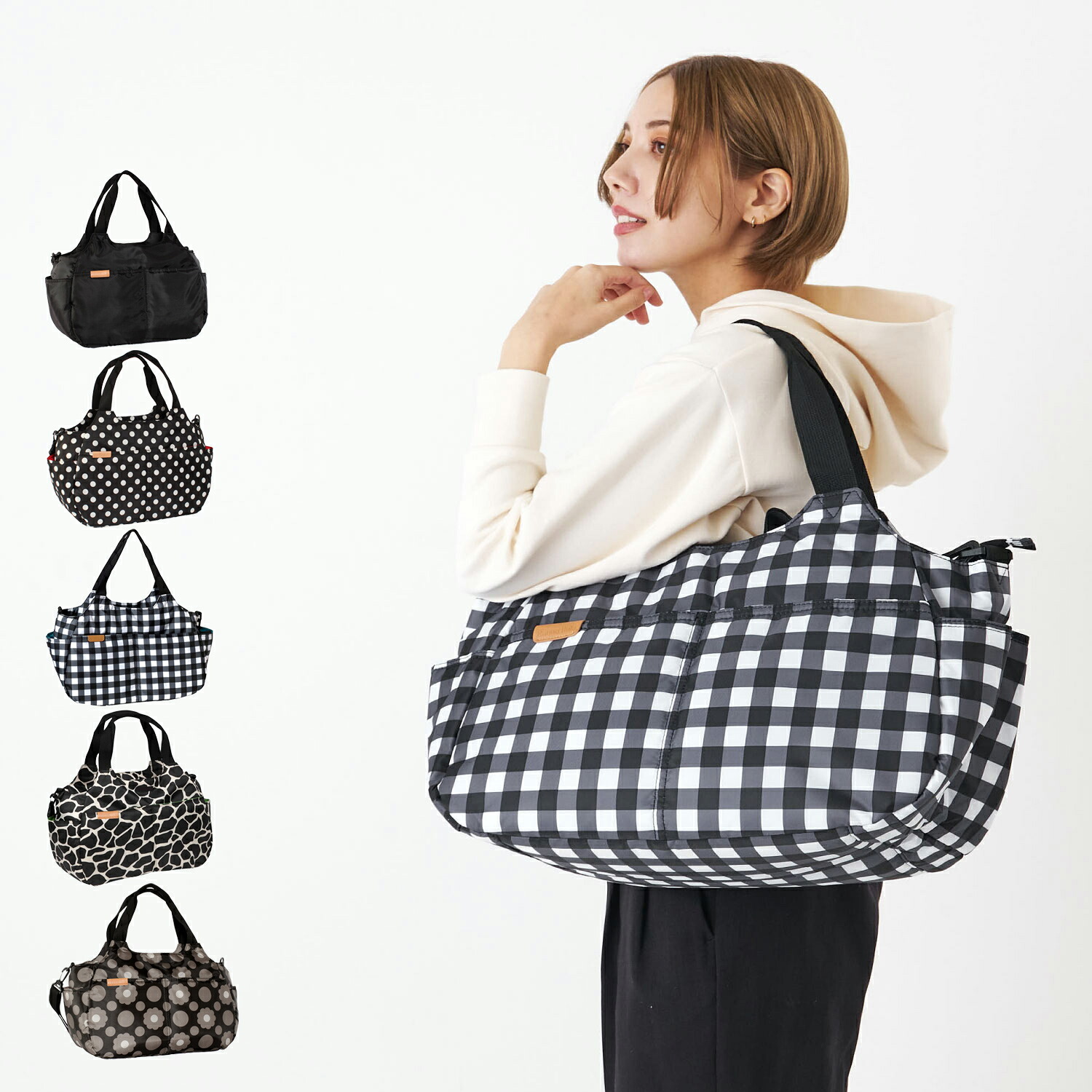 Hanna Hula ハンナフラ バッグ トートバッグ ショルダーバッグ レディース 超軽量 大容量 撥水 2WAY ブラック 黒 CMO-MM｜Findoriy