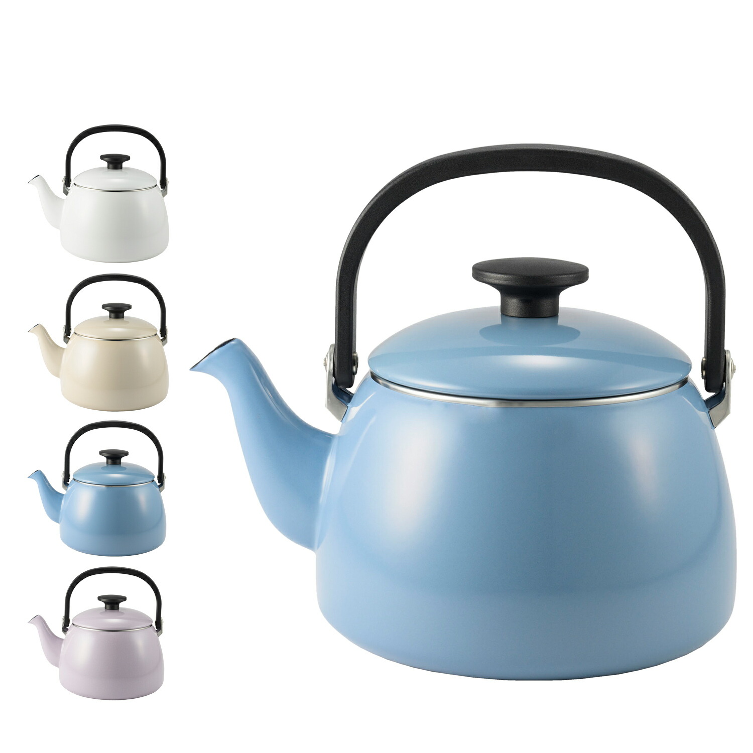 富士ホーロー COTTON PLUS KETTLE ケトル やかん コットンプラス 2.5L IH ガス対応 ホワイト グレージュ ブルー パープル 白 CTP-2.5K 母の日