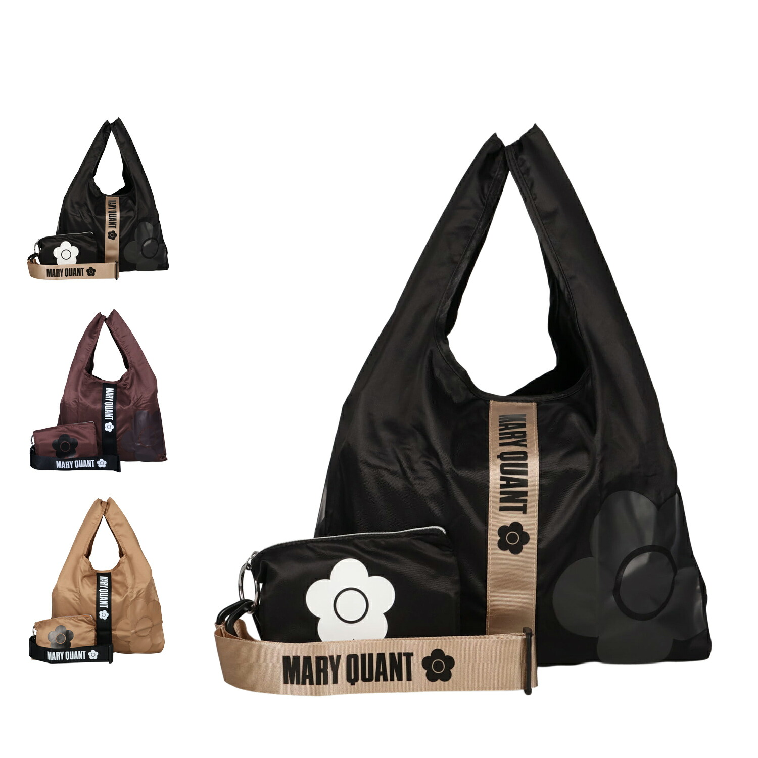 MARY QUANT 黒 トートバッグ マリークワント MARY QUANT デイジーパッチソフト トート