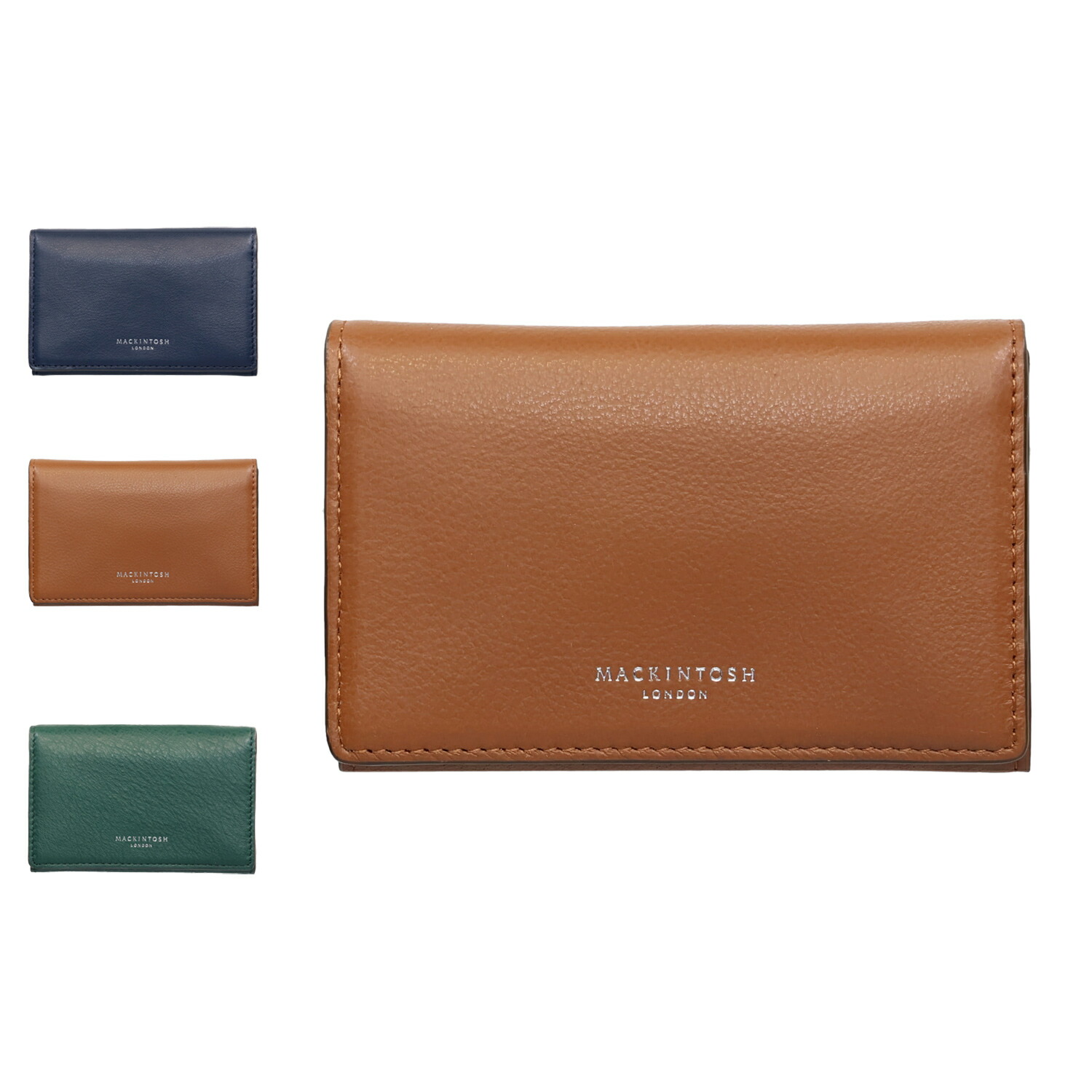 MACKINTOSH LONDON BUSINESS CARD HOLDER マッキントッシュロンドンカードケース 名刺入れ ID 定期入れ ビジネス カード ホルダー メンズ レディース 本革 薄型 ネイビー ブラウン グリーン 5060051