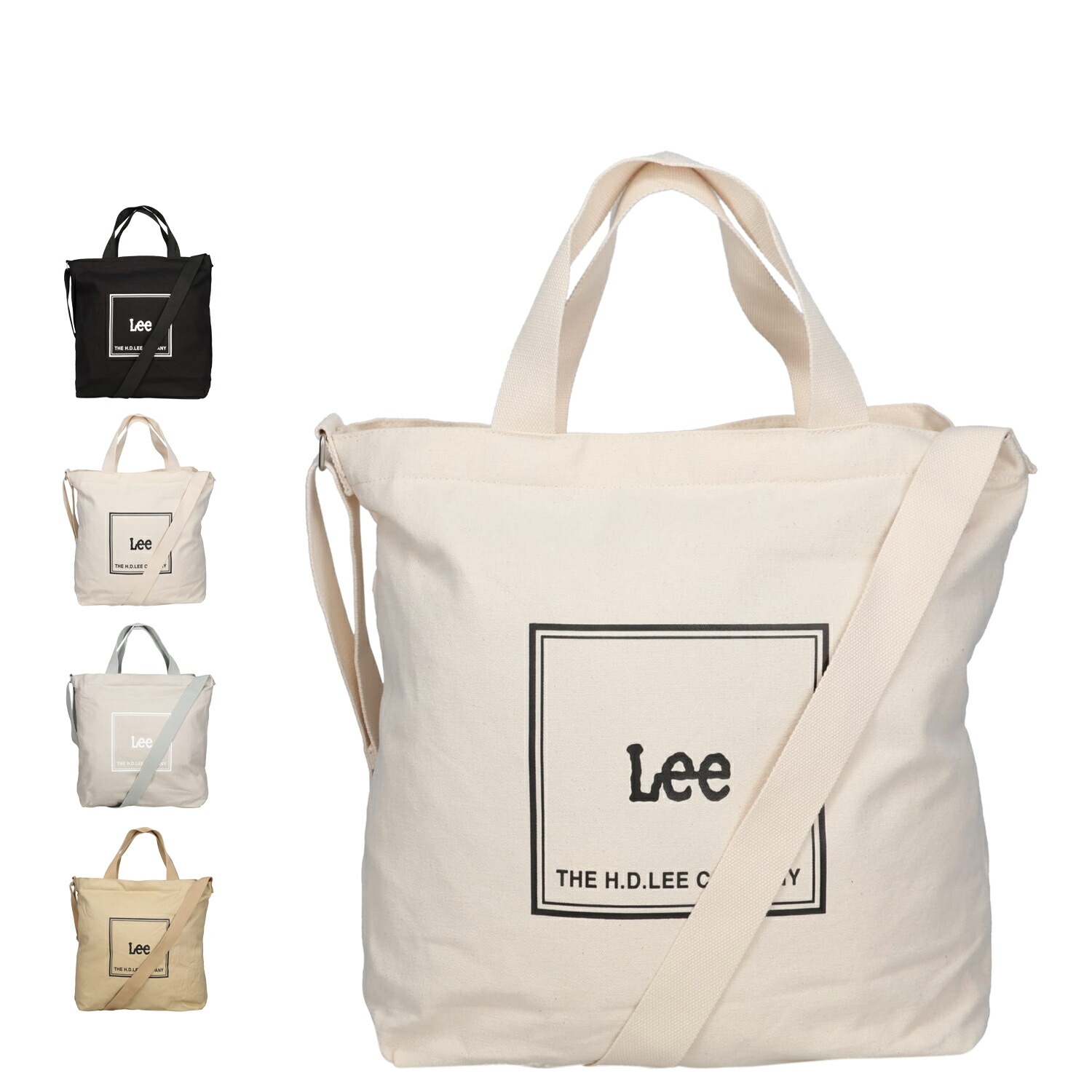 Lee リー バッグ ショルダーバッグ トートバッグ 手提げバッグ メンズ レディース 斜めがけ キャンバス ファスナー付き 肩掛ウン 黒 白 320-1352 母の日