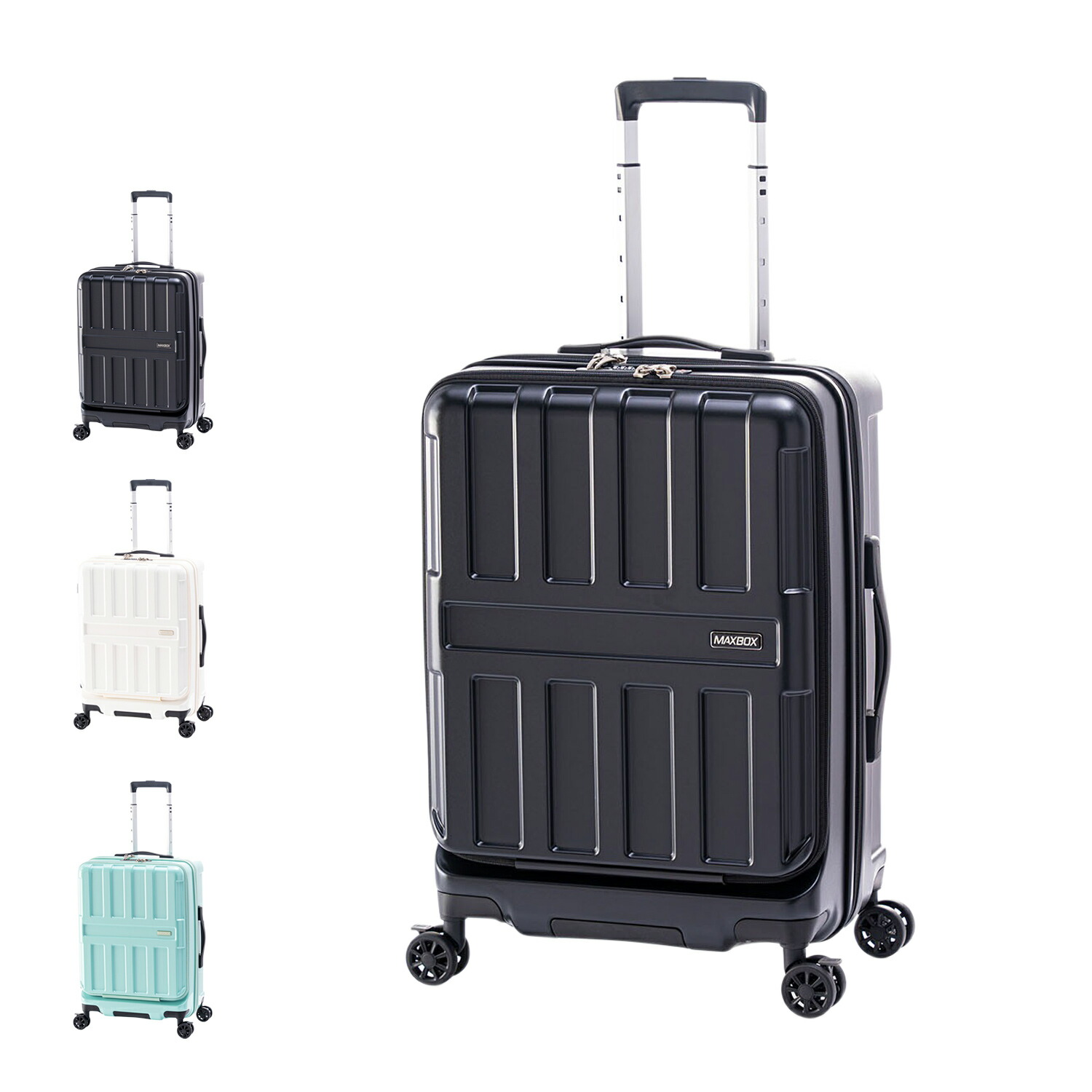 【最大1000円OFFクーポン】 Asia Luggage アジアラゲージ スーツケース キャリーケース キャリーバッグ メンズ レディース 55L フロントオープン ストッパー付き 軽量 中型 Mサイズ ブラック ホワイト ブルー 黒 白 ALI-8511-22｜Findoriy