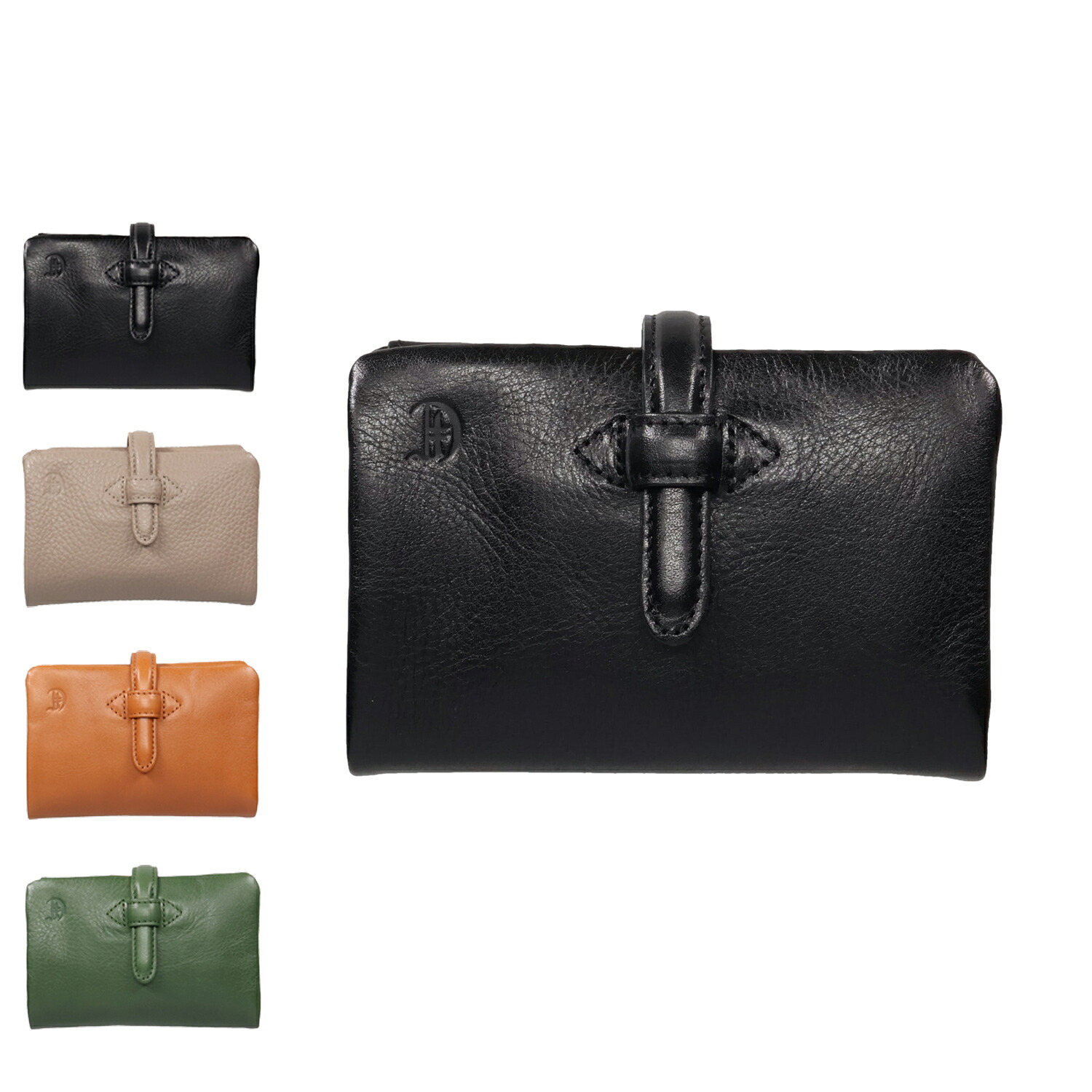 CLEDRAN ADORE WALLET M クレドラン 財布 二つ折り財布 レディース 本革 牛革 日本製 ブラック グレー ブラウン グリーン 黒 S6218