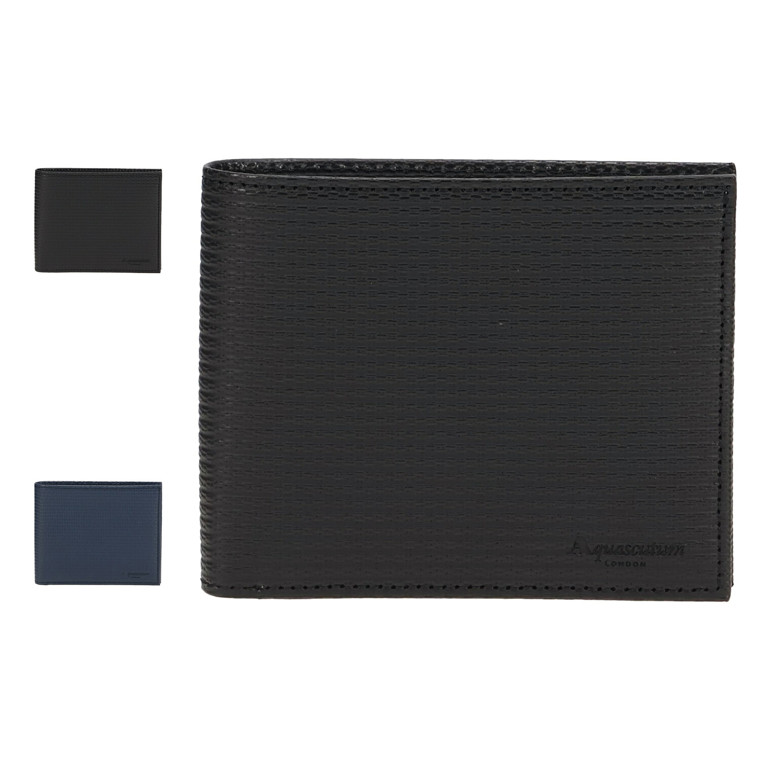 AQUASCUTUM アクアスキュータム 財布 二つ折り財布 ブリクストン メンズ 本革 日本製 ブラック ネイビー 黒 AQW-00422 16,500円