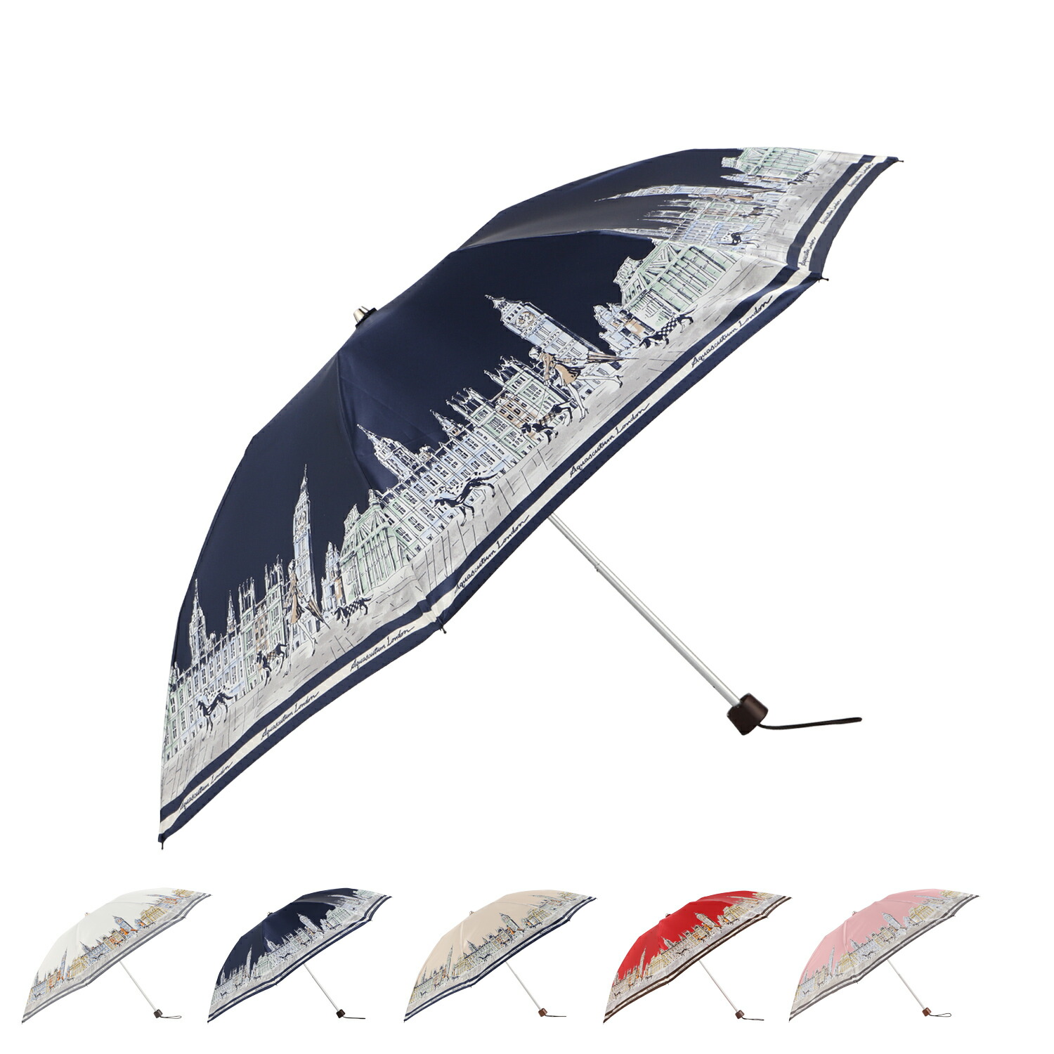 【最大1000円OFFクーポン】 AQUASCUTUM 婦人長傘 アクアスキュータム 傘 長傘 雨傘 レディース 55cm オフ ホワイト ネイビー 1AQ 17066|Findoriy