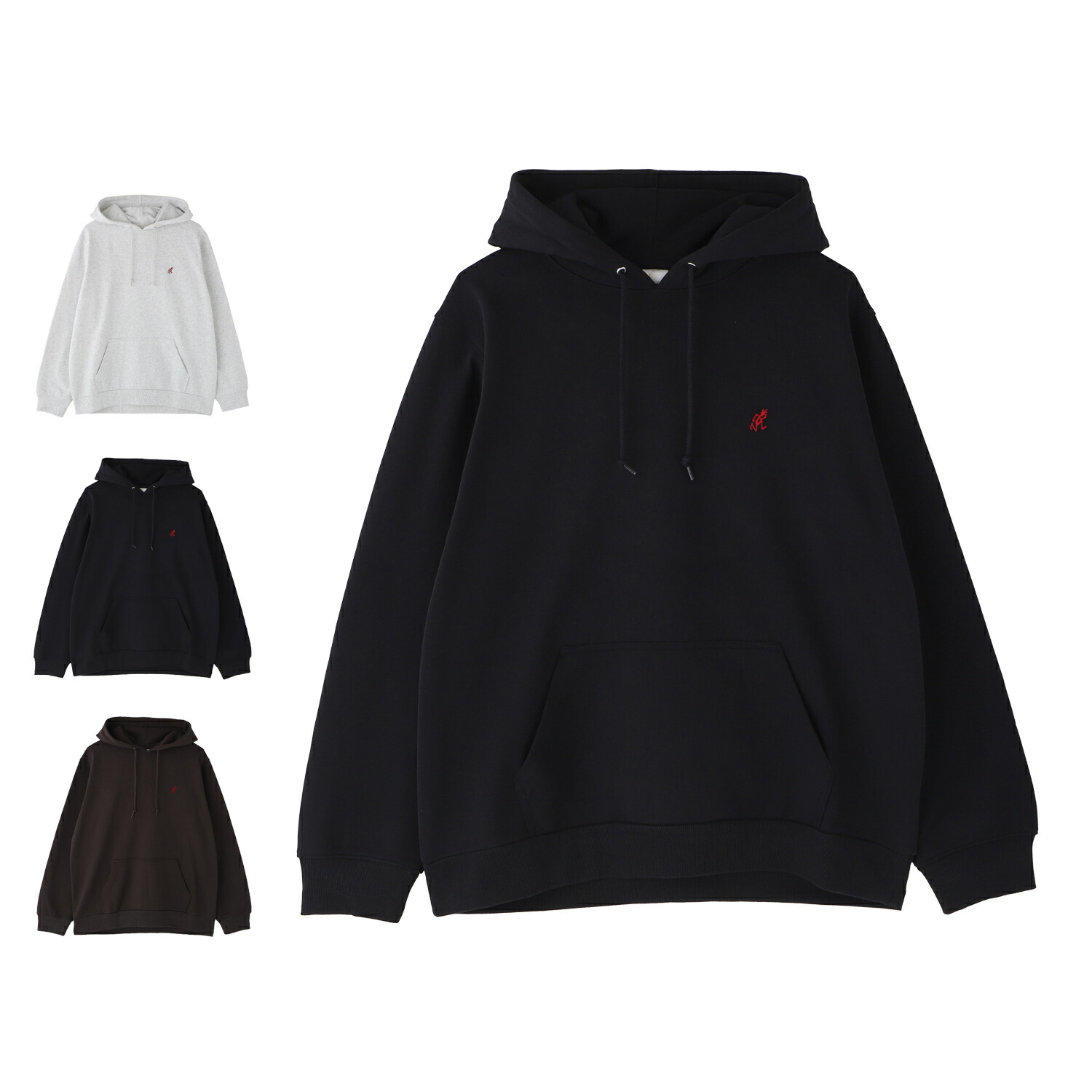 Gramicci ONE POINT HOODED SWEATSHIRT グラミチ パーカー プルオーバー ワンポイント フーデッド スウェットシャツ メンズ レディース 長袖 裏起毛 グレー ネイビー ブラウン G309-FT