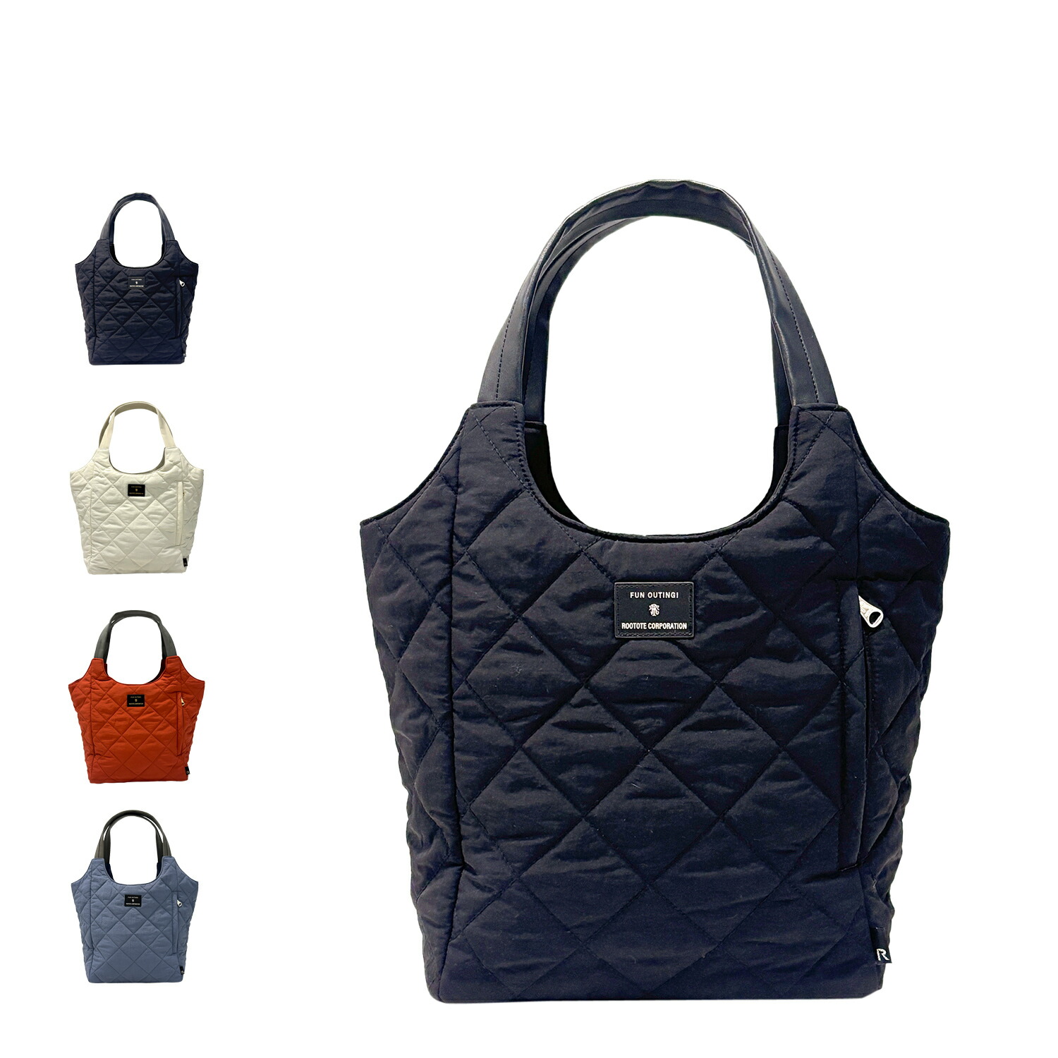 ROOTOTE LT.ラウンド.パルーティ.キルトｰD ルートート バッグ トートバッグ レディース ファスナー付き 軽量 ブラック アイボリー レッド ブルー 黒 3674 母の日