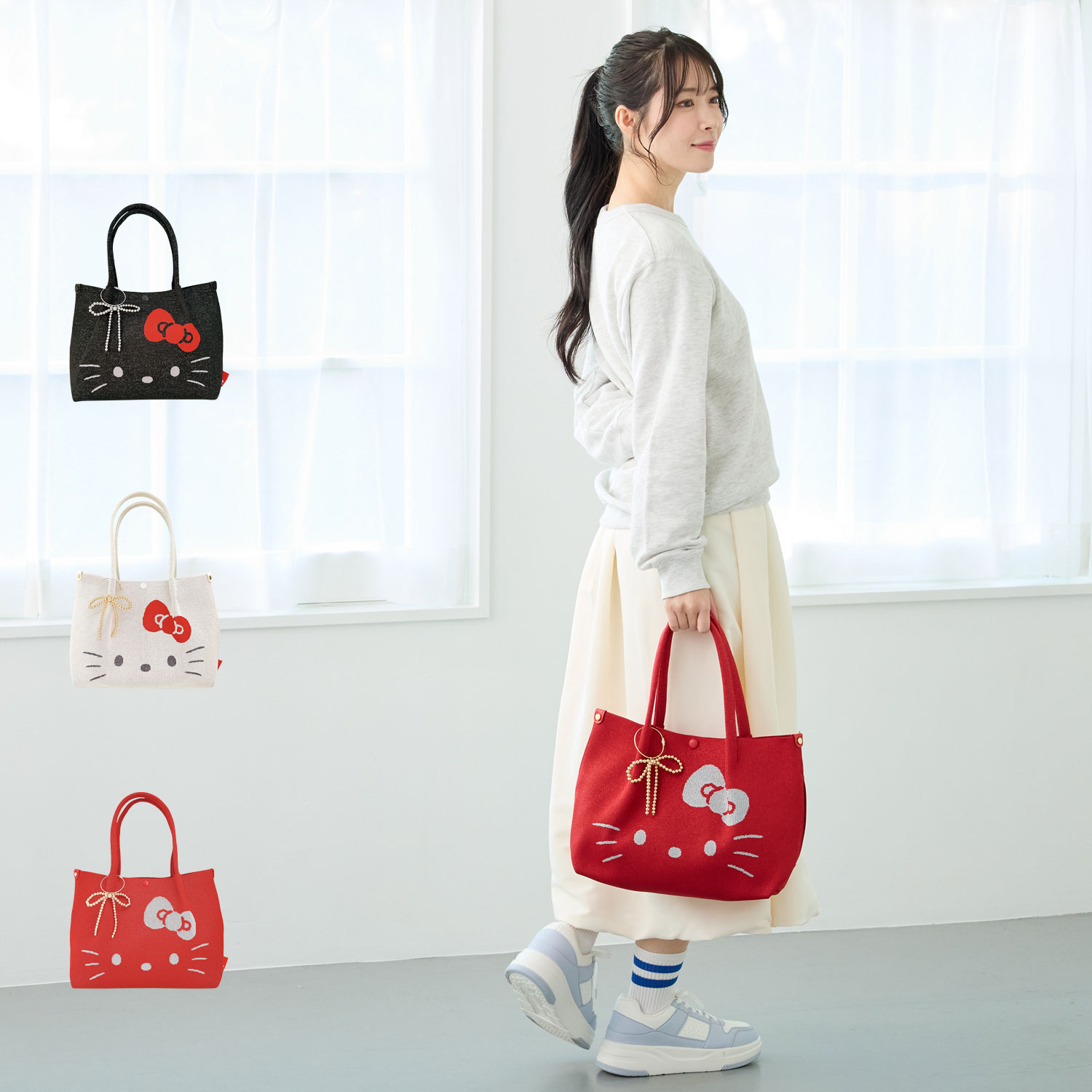 ROOTOTE ルートート バッグ トートバッグ IP.デリ.ルフル.ハローキティ-B メンズ レディース 大きめ 大容量 自立 ブラック ホワイト レッド 黒 白 8462 母の日