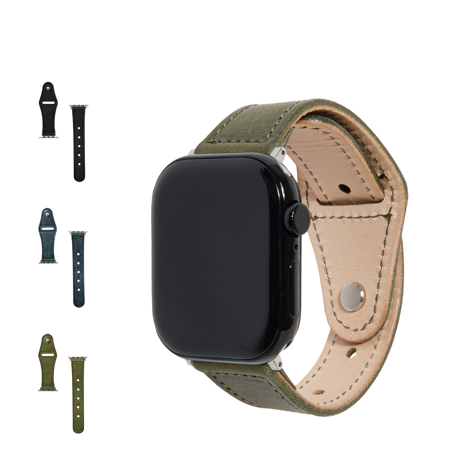 KIRI Equipment Aapple Watch BAND キリ イクイップメント アップルウォッチバンド ベルト 替え メンズ レディース 49mm 46mm 45mm 44mm 本革 プエブロレザー ブラック ネイビー オリーブ 黒