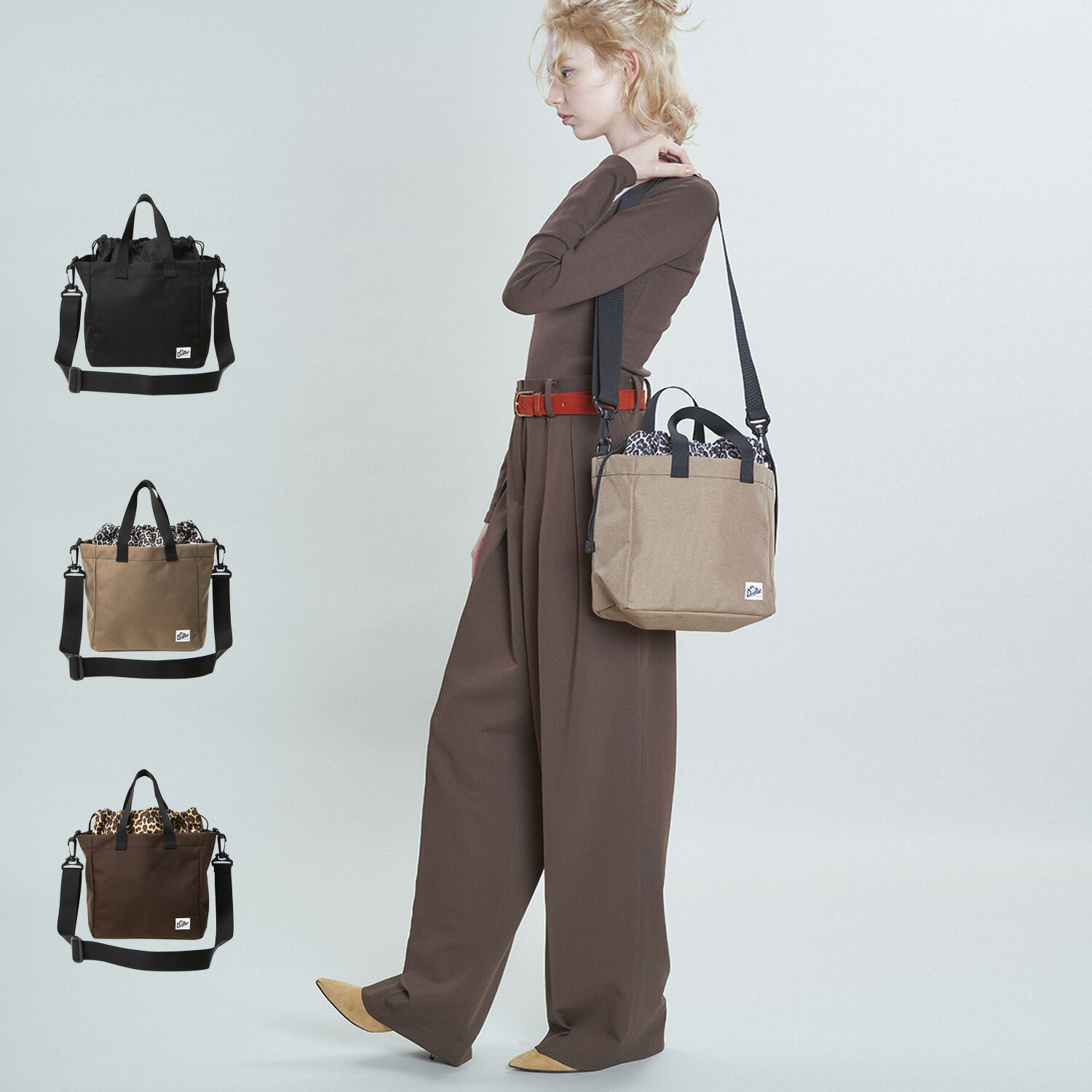 Drifter TOLEDO L ドリフター バッグ ショルダーバッグ ハンドバッグ トレド エル メンズ レディース 巾着 6L 2WAY 斜めがけ 軽量 ブラック ブラウン レオパード 黒 DFV4720 母の日