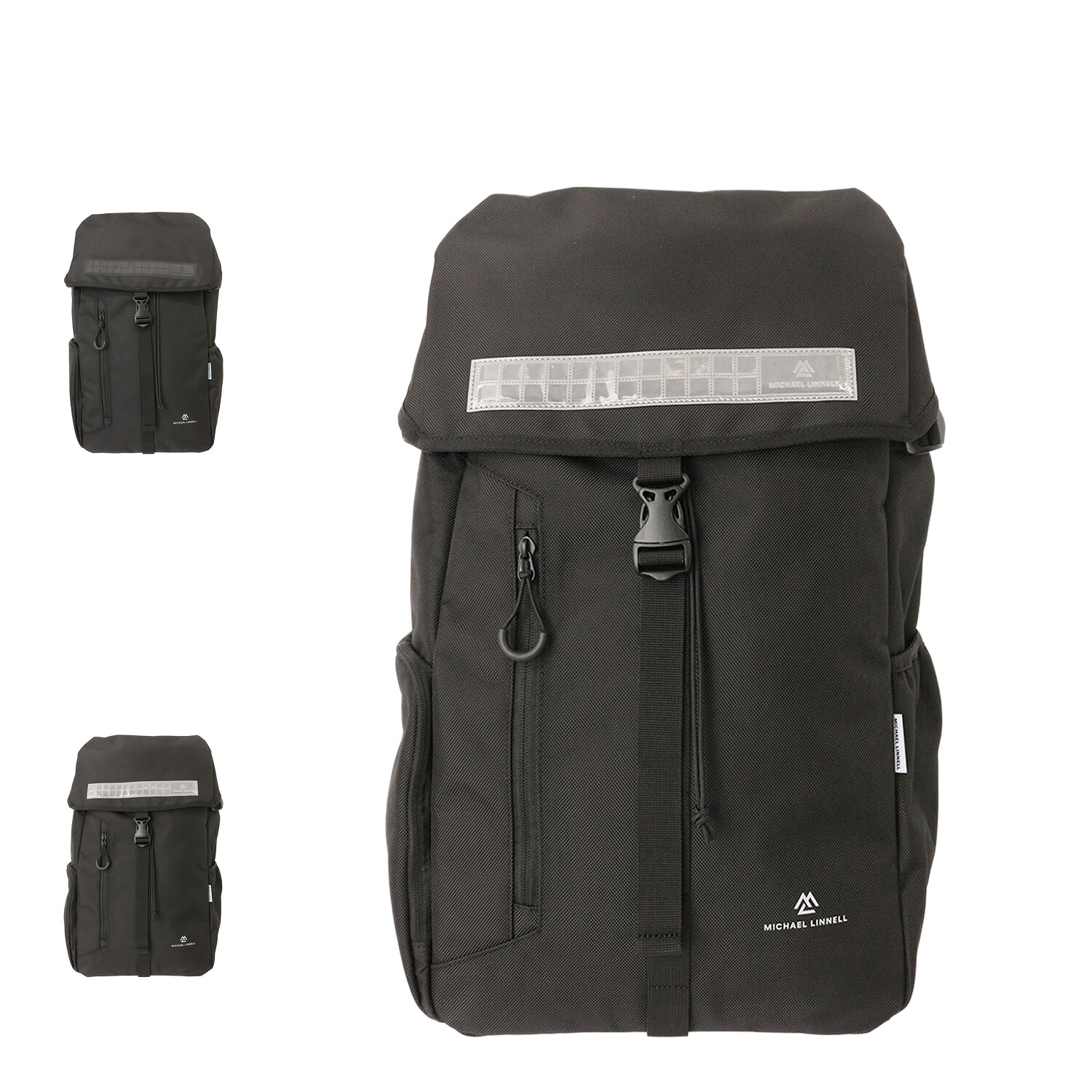 【最大1000円OFFクーポン】 MICHAEL LINNELL マイケルリンネル リュック バッグ バックパック メンズ レディース 32L 大容量 軽量 通勤 通学 ブラック シルバー 黒 ML-008RE|Findoriy